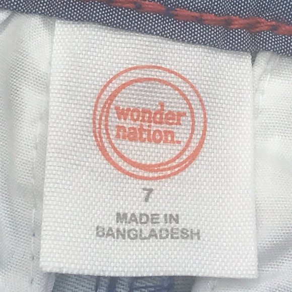 Wonder Nation Boy's Size 7 Adjustable Waist Flat Front Short Blue Palm Leaf New - Picture 5 of 13